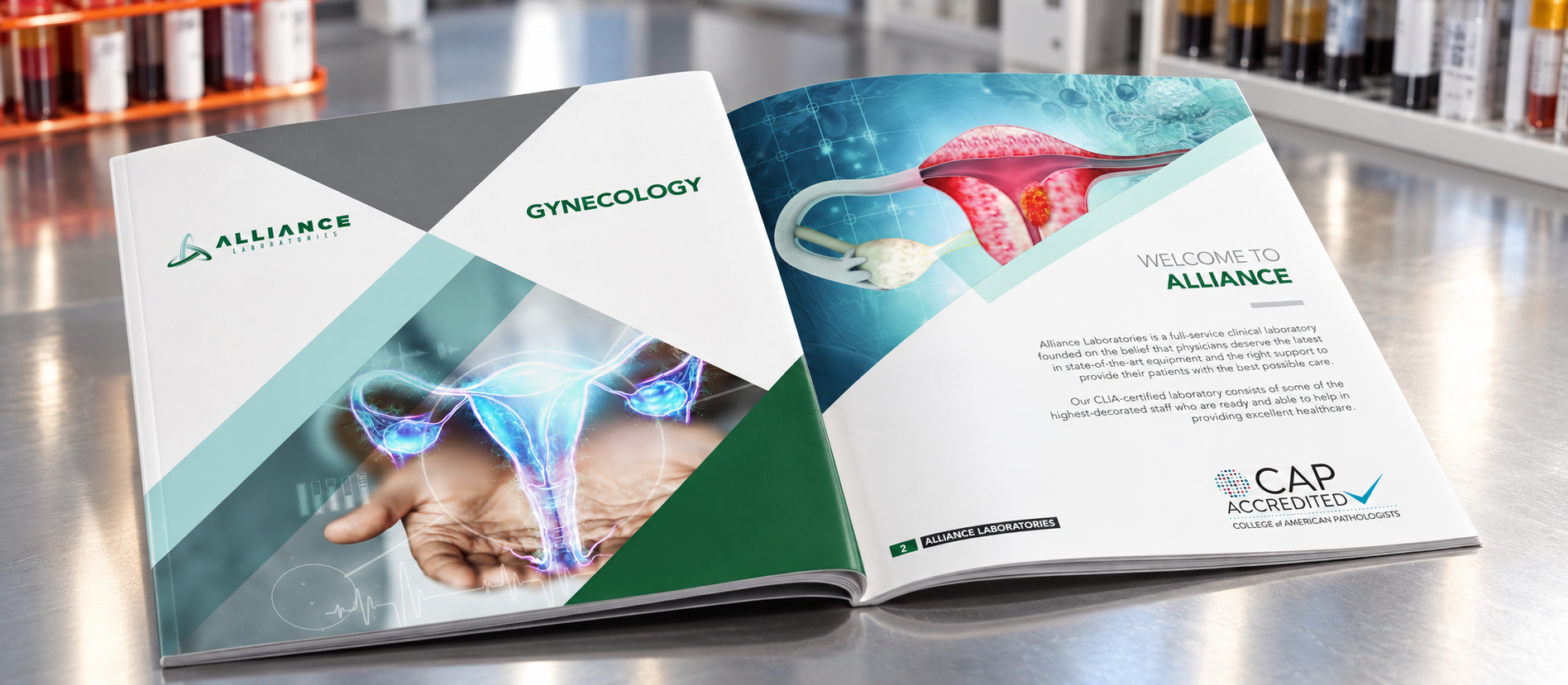 Alliance Laboratories Gastroenterology specialty brochure open spread