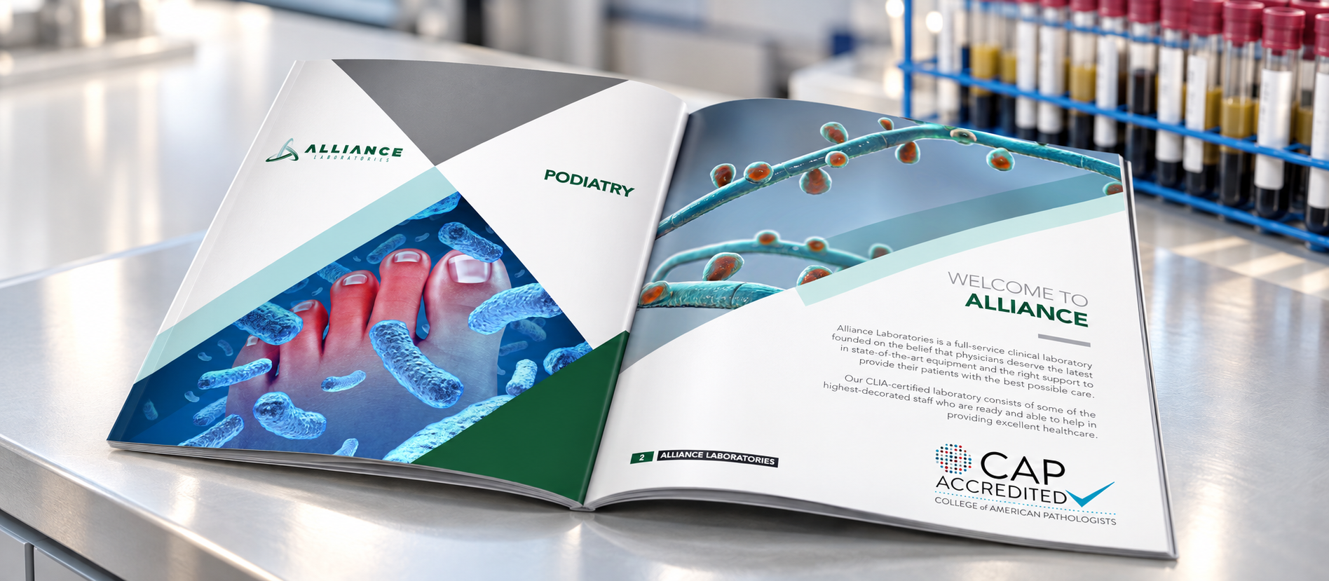 Alliance Laboratories Gynecology specialty brochure open spread
