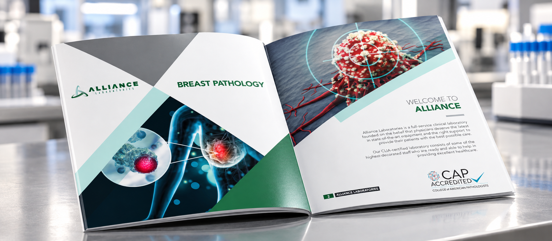 Alliance Laboratories Urology specialty brochure open spread